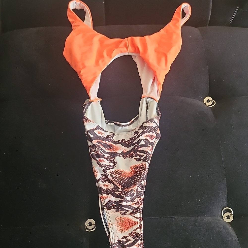Women Orange and Brown One Piece Swimsuit Size Medium Made By Matte Collection